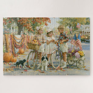 Puzzle Parade d'automne Américaine Citrouilles Peinture E