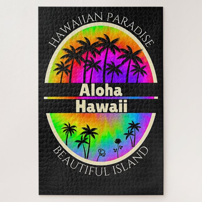 Puzzle Paradis Hawaïen Palmiers Aloha Convient à tous (Vertical)