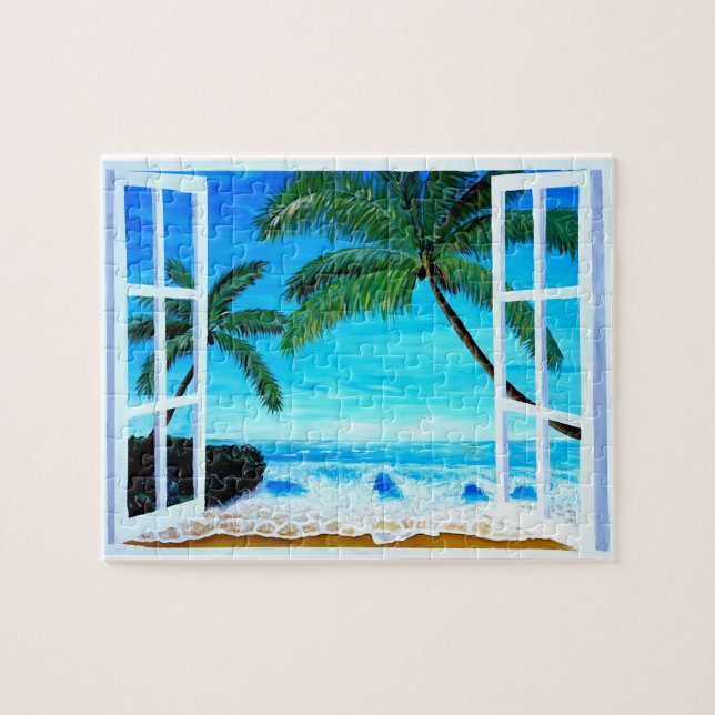 Puzzle Paradise Beach Window - Caribbean Hideaway (Horizontal)