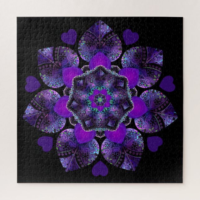 Puzzle Parapluie violet & coeurs .7 (Vertical)