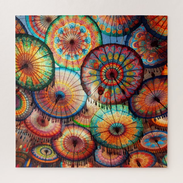 Puzzle Parapluies en papier vibrant (Vertical)