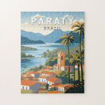 Puzzle Paraty Brésil Travel Art Vintage<br><div class="desc">Paraty rétro design de déplacement vectoriel. Paraty est une petite ville entourée de montagnes sur la Costa Verde du Brésil,  entre Rio de Janeiro et São Paulo.</div>
