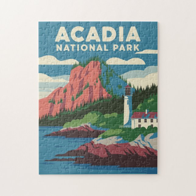 Puzzle Parc national Acadia Phare Vintage (Vertical)