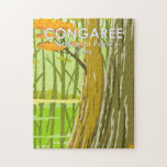 Puzzle Parc national de Congaree Caroline du Sud Art Vint<br><div class="desc">Congaree vectorielle conception. Le parc conserve la plus grande partie de forêt de feuillus de fond des États-Unis.</div>