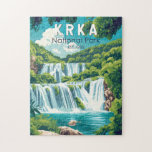 Puzzle Parc national de Krka Croatie Travel Art Vintage<br><div class="desc">Conception d'oeuvres vectorielles Krka. Le parc national Krka est situé le long de la rivière Krka,  dans le sud de la Croatie. Elle est connue pour une série de 7 cascades.</div>