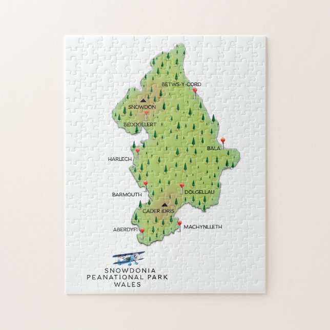 Puzzle Parc national de Snowdonia, carte du Pays de Galle (Vertical)