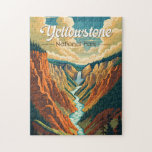 Puzzle Parc national de Yellowstone Grand Canyon Art rétr<br><div class="desc">Design vectoriel de Yellowstone. Le parc comprend des canyons spectaculaires,  des rivières alpines,  des forêts luxuriantes,  des sources chaudes et des geysers qui brassent,  dont son plus célèbre,  Old Faithful.</div>