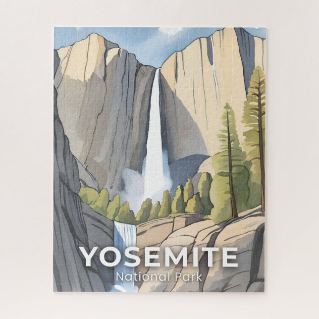 Puzzle Parc national de Yosemite | Voyage à l'aquarelle (Vertical)