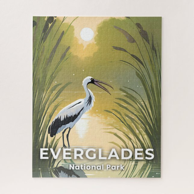 Puzzle Parc national des Everglades | Cigogne à l'aquarel (Vertical)
