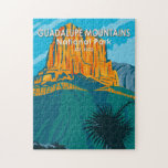 Puzzle Parc national des Monts Guadalupe Vintage<br><div class="desc">OEuvre vectorielle des montagnes de Guadalupe avec deux dessins différents du Parc national de Guadalupe. Le parc comprend Guadalupe Peak,  le point culminant du Texas,  et El Capitan.</div>