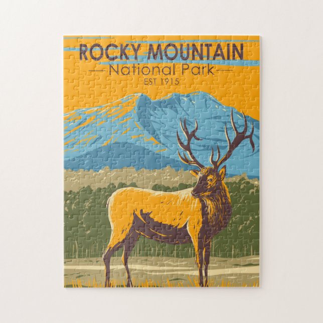 Puzzle Parc national des Rocheuses Colorado Elk Vintage (Vertical)