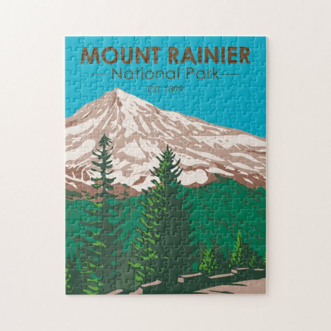 Puzzle Parc national du Mont Rainier Washington Vintage (Vertical)