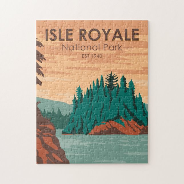 Puzzle Parc national Isle Royale Michigan Vintage (Vertical)