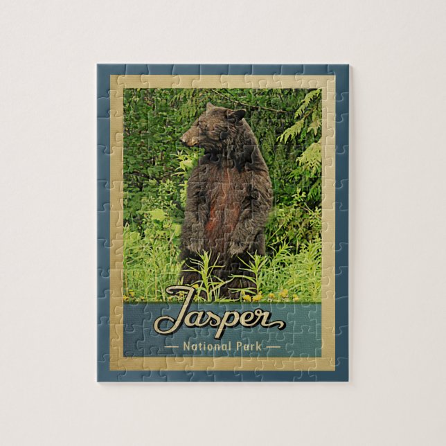 Puzzle Parc national Jasper Ours Vintage voyage (Vertical)