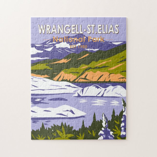Puzzle Parc national Wrangell St Elias Nizina Lake Alaska (Vertical)
