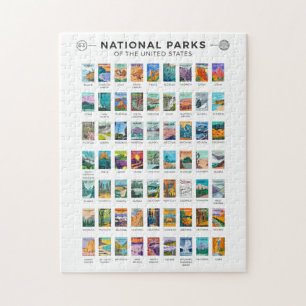 Puzzle Parcs nationaux des États-Unis Liste Vintage