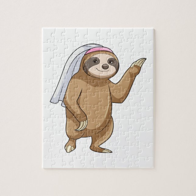 Puzzle Paresseux comme mariée avec voile (Vertical)