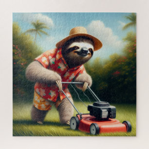 Puzzle Paresseux tondant la pelouse