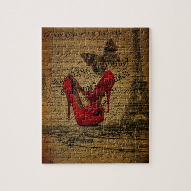Puzzle Paris eiffel tower fashionista red stilettos (Vertical)
