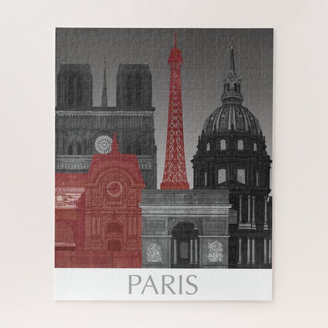 Puzzle Paris Elevages par nuit - Rouge (Vertical)
