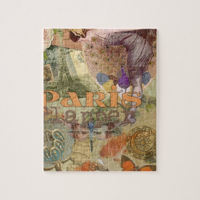 Puzzle Paris Flapper Art Déco Peacock Vintage (Vertical)