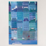 Puzzle Paris France au Printemps Bleu Cityscape Peinture<br><div class="desc">Une peinture murale de Paris,  France dans les tons bleu et violet.</div>