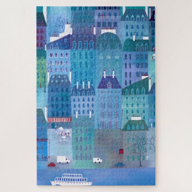 Puzzle Paris France au Printemps Bleu Cityscape Peinture (Vertical)