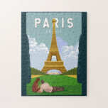 Puzzle Paris France Retro Travel Art Vintage<br><div class="desc">Paris retro travel design in an emblem style. The Eiffel Tower is a wrought-iron lattice tower on the Champ de Mars in Paris,  France.</div>