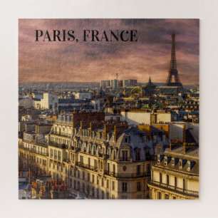 Puzzle Paris France Skyline Tour Eiffel Ciel rose