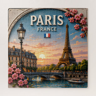 Puzzle 🗼 Paris France Tour Eiffel Vues de la ville au bo