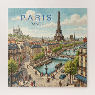 Puzzle Paris France Voyage Art Vintage