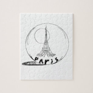 Puzzle paris in a glass ball