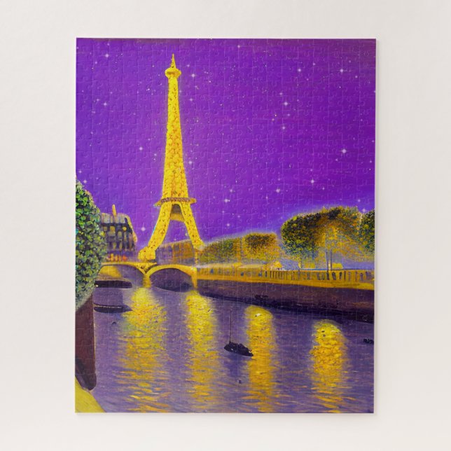 Puzzle Paris le long de la Seine sous les étoiles (Vertical)