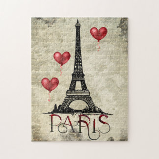 Puzzle Paris, Tour Eiffel et Ballons du Coeur Rouge Scrip