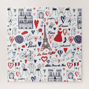 Puzzle Paris vintage : Motif de ligne de voyage