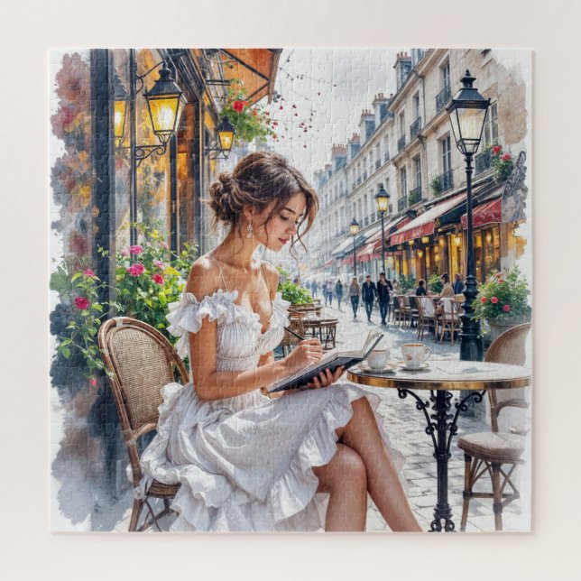 Puzzle Parisian Women Elegance: Paris Café Street Vibes (Vertical)