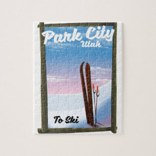 Puzzle Park city Utah affiche de voyage de ski
