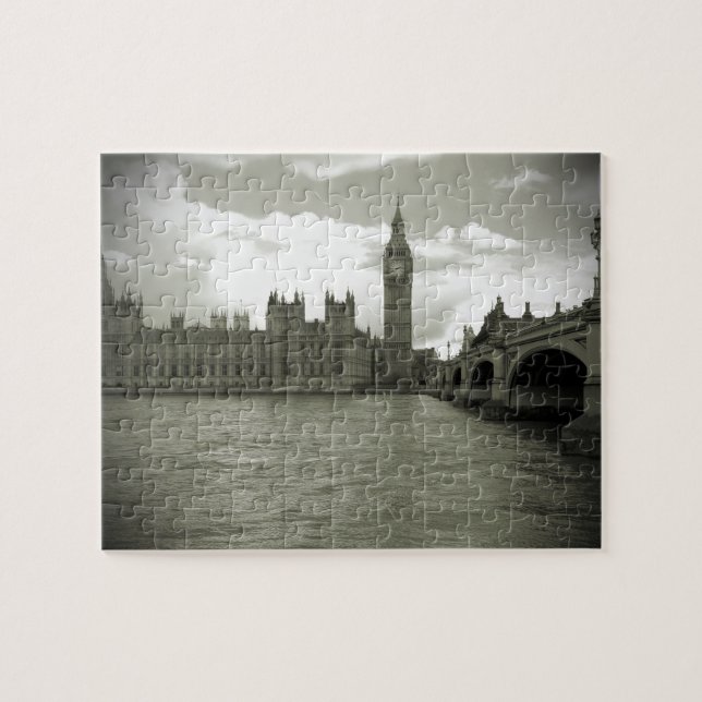 Puzzle Parlement Big Ben en noir et blanc - 8x10 -110 pc (Horizontal)