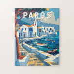 Puzzle Paros Grèce Travel Art Vintage<br><div class="desc">Conception de déplacement vectoriel rétro Paros. Paros est une île grecque de la mer Egée,  connue pour ses plages et ses villages traditionnels.</div>