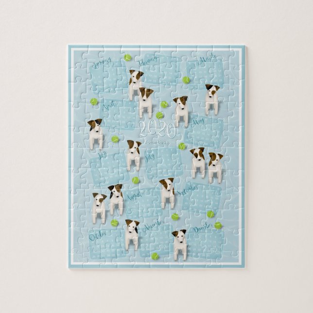 Puzzle Parson Jack Russell Terriers calendrier bleu 2020 (Vertical)
