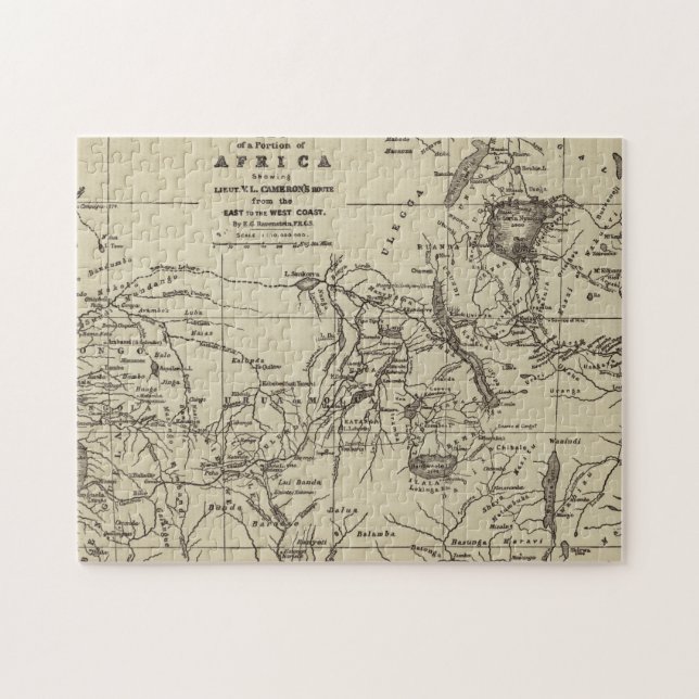Puzzle Partie de carte d'itinéraire de l'Afrique | (Horizontal)
