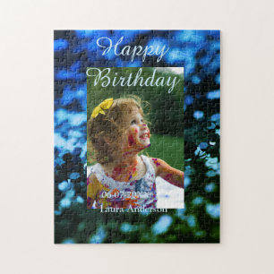 Puzzle Parties scintillant bleu vert photo anniversaire d