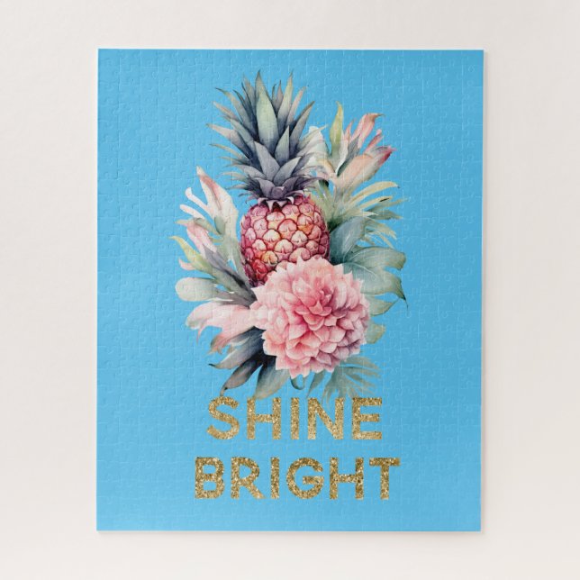 Puzzle Parties scintillant d'or tropical ananas brillant (Vertical)