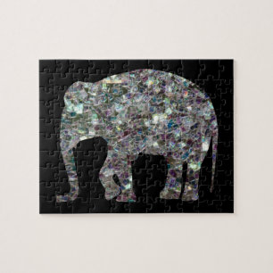 Puzzle Parties scintillant en mosaïque argentée Eléphant
