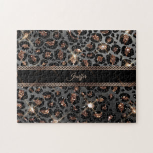 Puzzle Parties scintillant Leopard Black Gold personnalis