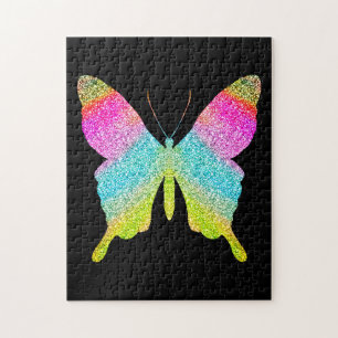 Puzzle Parties scintillant noire solide colorée papillon