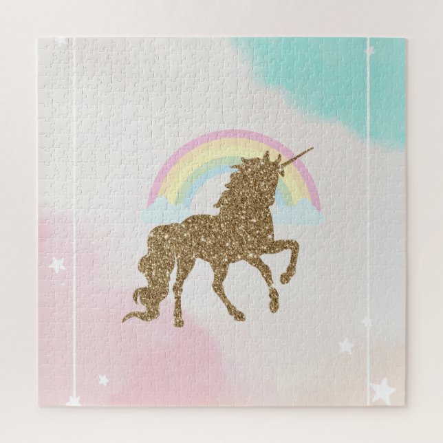 Puzzle Parties scintillant or tendance Unicorn Rainbow (Vertical)
