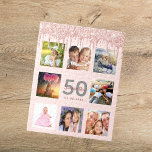 Puzzle parties scintillant photo 50e anniversaire gouttes<br><div class="desc">Un cadeau glamour et unique de 50ème anniversaire ou de conservation, célébrant sa vie avec un collage de 8 de vos photos. Personnalisez et ajoutez un nom, 50 ans et une date. Lettres gris et rose foncé de couleur or. Elégante et tendance couleur arrière - plan rose vif. Décoré de...</div>
