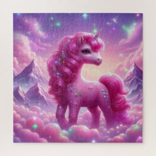 Puzzle Parties scintillant rose et violet magique licorne