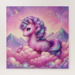 Puzzle Parties scintillant rose et violet magique licorne